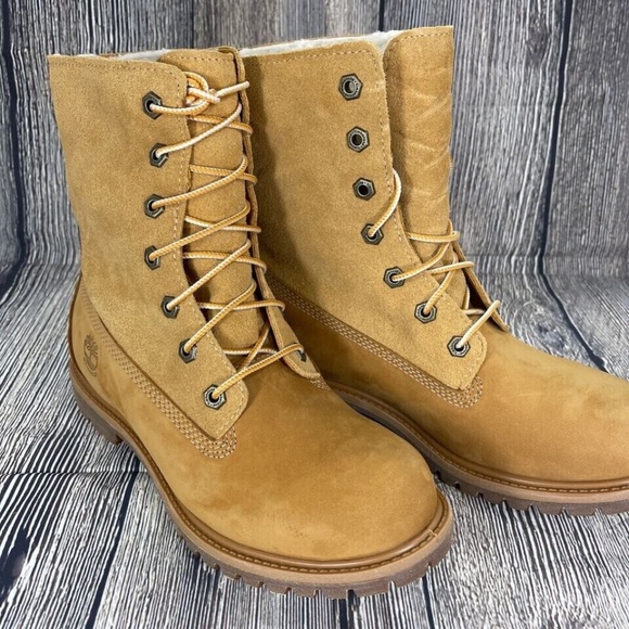 Timberland Womens Waterproof Roll Down Teddy Fleece Wheat TB08329R - Picture 3 of 8